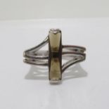 Modernist silver ring set with citrine size O