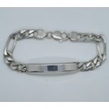 HM silver ID bracelet in Figaro design 8" 29.1g