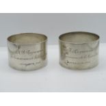 Boxed early HM serviette rings x2 T Rogerson - To Commemorate the Coronations 1911 - total weight