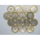 Bag of 15x different £2.00 coins - some rare