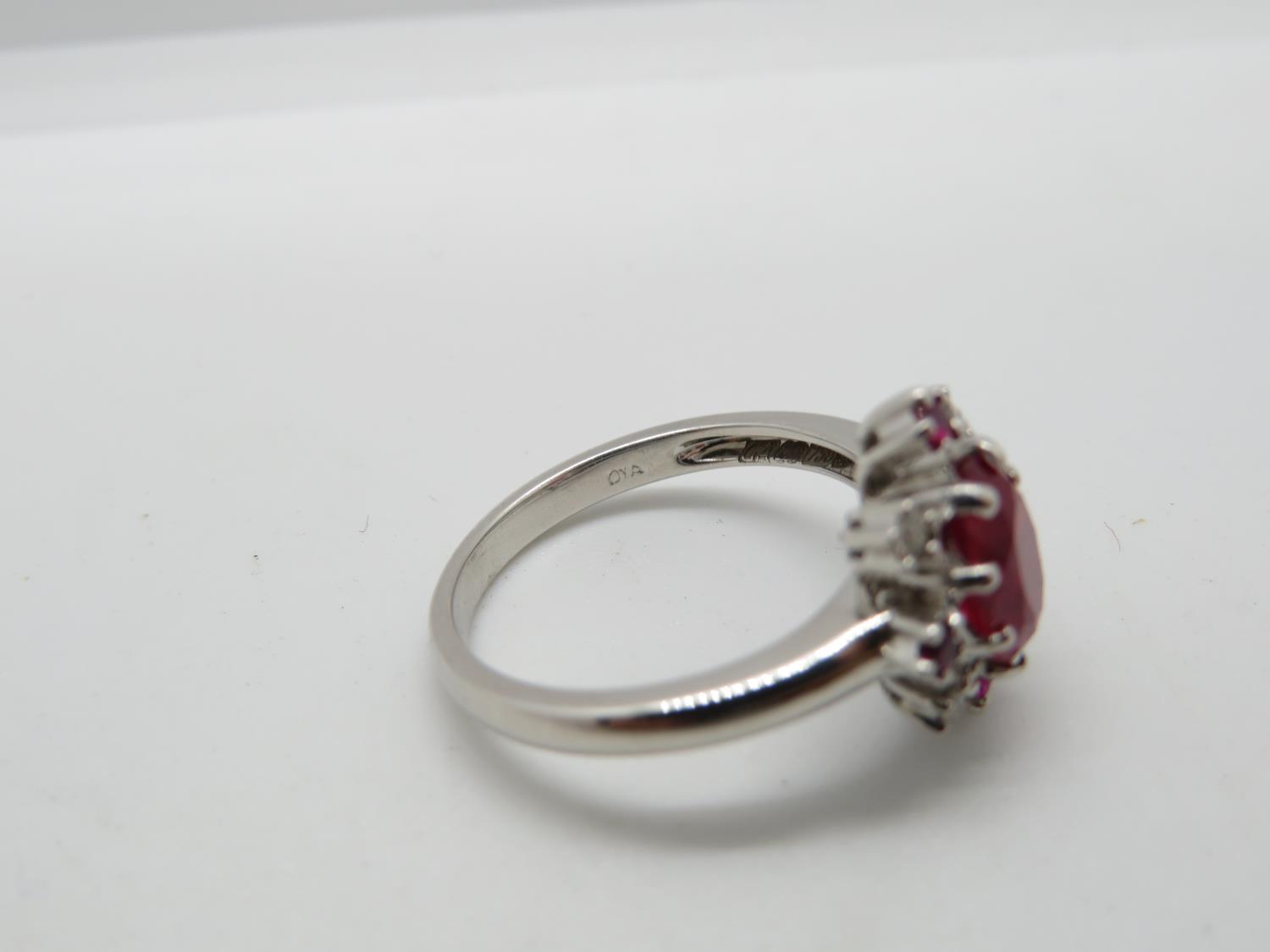 18ct white gold ruby and diamond cluster ring by Gallery and Abbey Crest size M 4.7g - Image 3 of 3