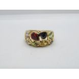 Rainbow zircon set gold ring marked 14ct