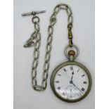 Pocket Watch and chain T Bar HM glass broken on watch