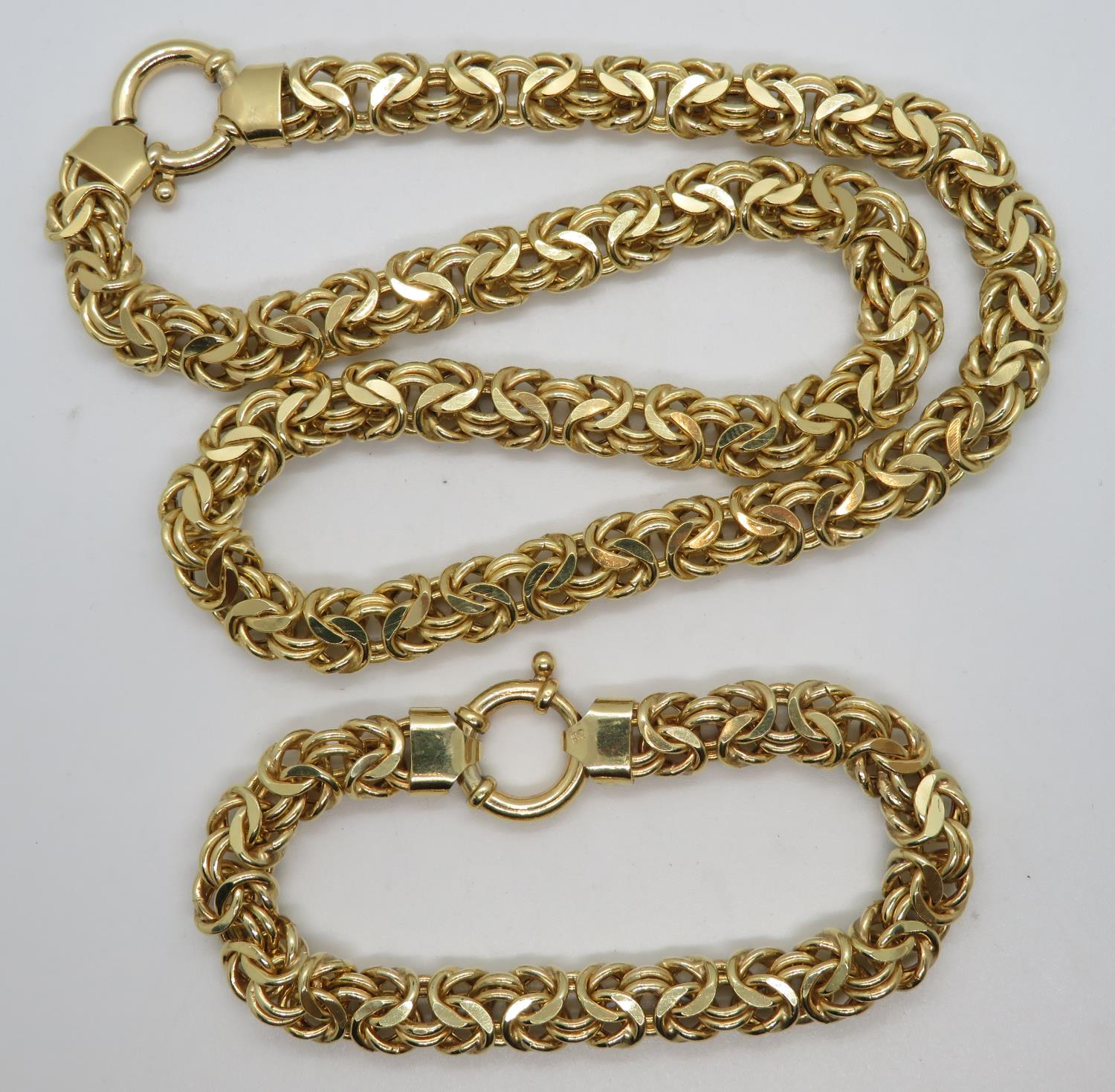 Gold on silver link bracelet and necklace