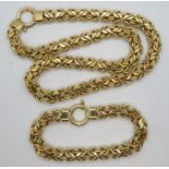 Gold on silver link bracelet and necklace