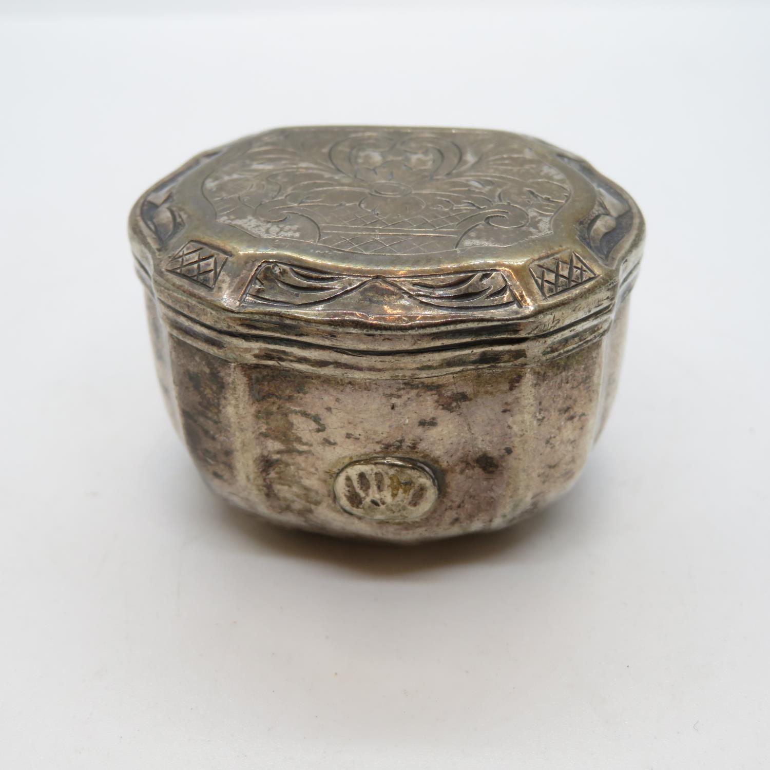 Silver HM Continental marks pill box