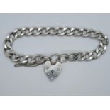 Large vintage silver bracelet with lock and chain Birmingham 1976 8.5" 30g