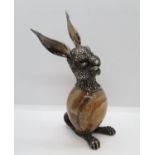 Continental HM 800 std silver rabbit on onyx egg shaped body 4.5" high