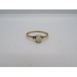 9ct .9g gold ring size O with opal stone