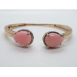 HM gold on silver bangle with pink mother of pearl 22.6g