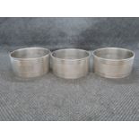 Set of 3x silver napkin rings 50g total weight