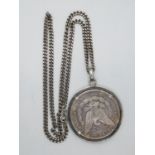 American 1881 $dollar with silver chain and holder