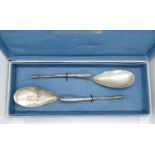 2x HM silver Roman style spoons