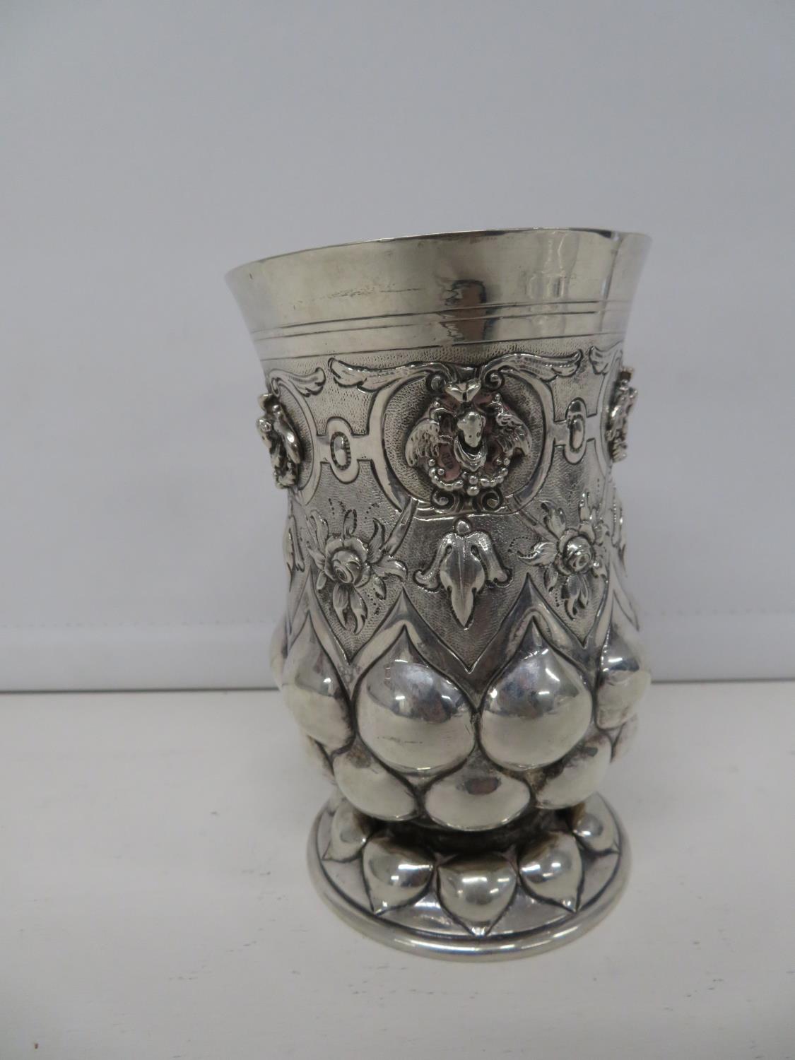 Very nicely decorated continental silver HM early 218g goblet 5" high - Image 8 of 11