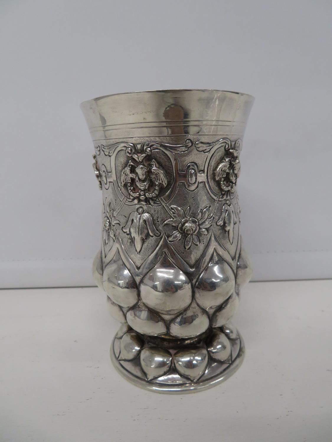 Very nicely decorated continental silver HM early 218g goblet 5" high - Image 9 of 11