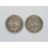 2x silver shilling coins 1894 1899
