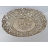 Continental HM highly embossed and filigree work Cherub silver fruit bowl 539g