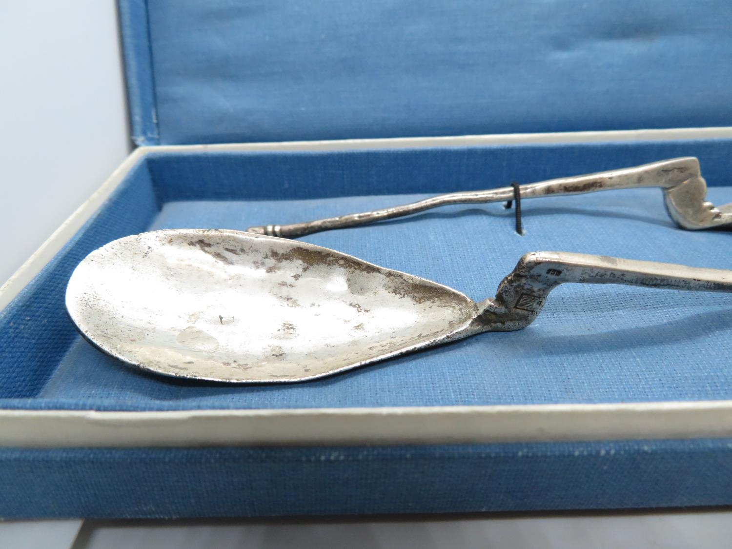 2x HM silver Roman style spoons - Image 2 of 3