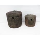 2x old rice baskets 1x 8" and 1x 6"