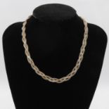 Silver plaited choker necklace