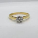 18ct gold diamond solitaire ring with third of a carat stone stamped .33carat 2.9 g size F