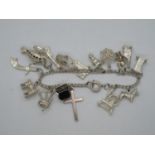 Silver bracelet 16x charms 37g