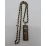 46.2g bullion bar pendant on silver rope chain