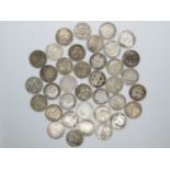 Bag of silver threepence pieces 50g pre 1920