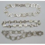 3x silver Sweetheart bracelets 12.7g