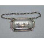 HM silver sherry label