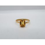 Victorian 22ct gold ring set with citrine Birmingham 1872 size M+.5 2.3g