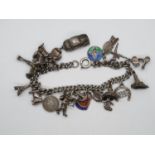 Silver charm bracelet 48.3g