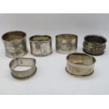 Collection of silver HM napkin rings 122g