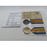 Set of medals with telegram - Victory medal and Great War medal with details of recipient Sydney