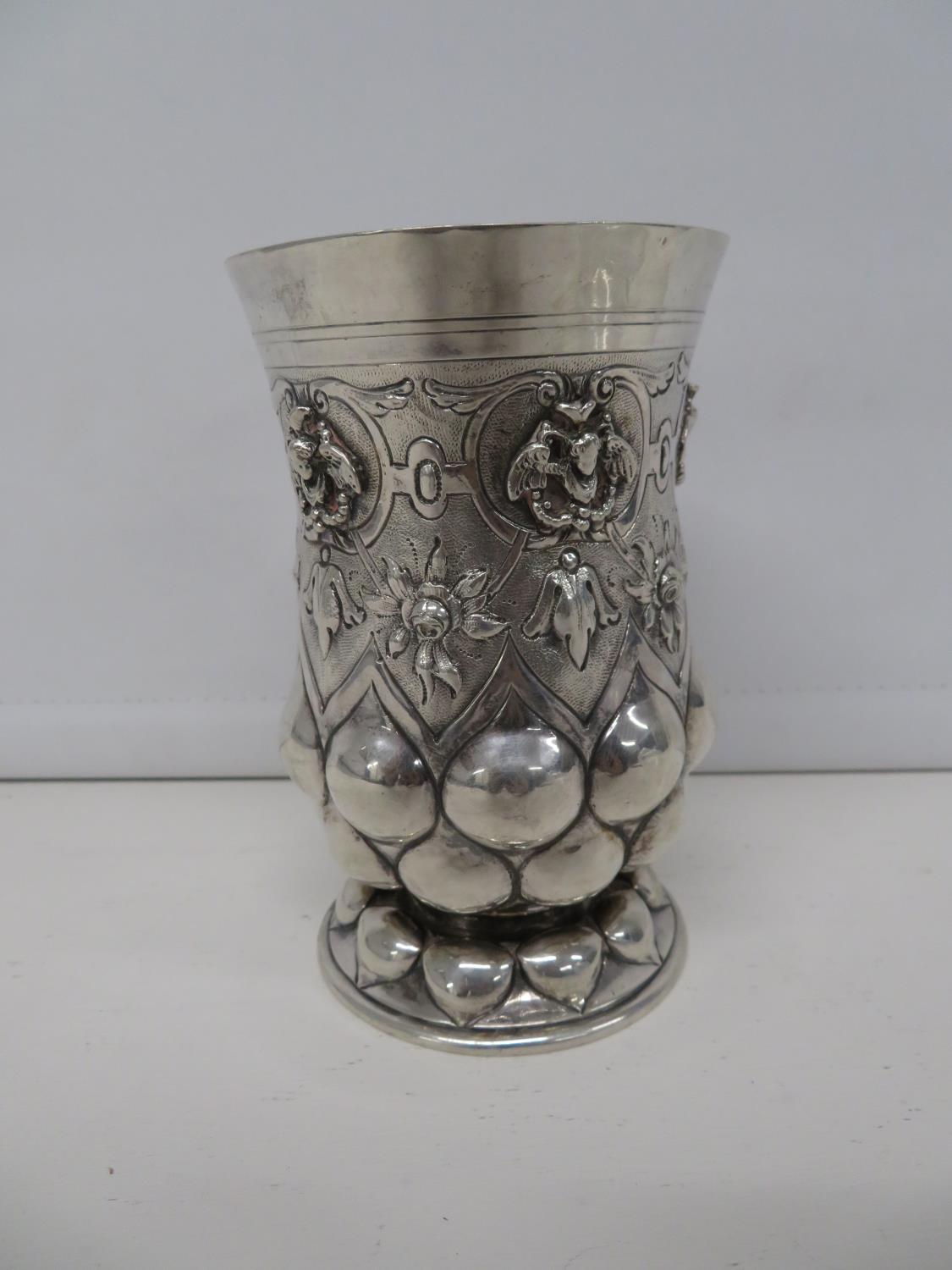 Very nicely decorated continental silver HM early 218g goblet 5" high - Image 7 of 11