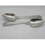 2x Irish silver serving spoons - 1x John Power Dublin 1805 and 1x Samuel Neville Dublin 1807 113g