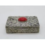 Silver and coral patch box
