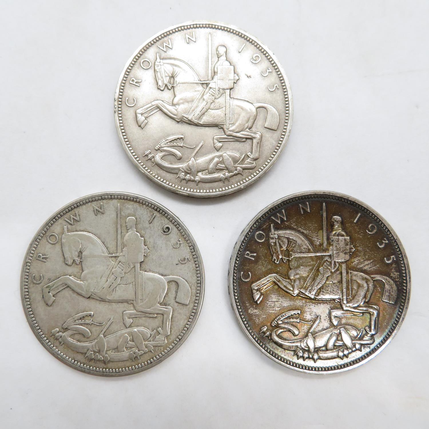 3x silver Crowns, Rocking Horse George V all 1935