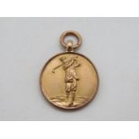 Antique 9ct rose gold golfing medal by William Dingley Birmingham 1924 4.2g