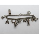 Vintage silver bracelet with 11 charms 27.5g