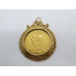 1887 5Sovereign coin with large pendant surround 50.6g