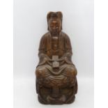 10" very early carved wooden Buddha