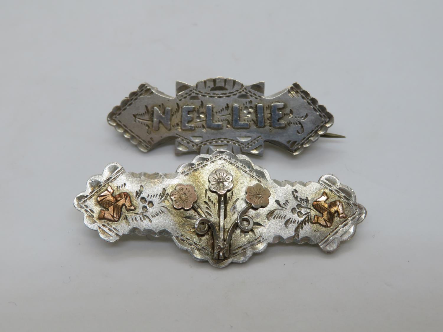 2x silver and gold Mizpah brooches