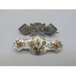 2x silver and gold Mizpah brooches