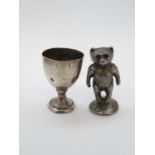 HM silver teddy bear and goblet 1" high