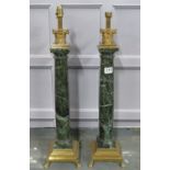 30" pair of marble and ormolu lampstands - very heavy - excellent quality