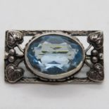 Silver HM Arts and Crafts brooch with blue stone