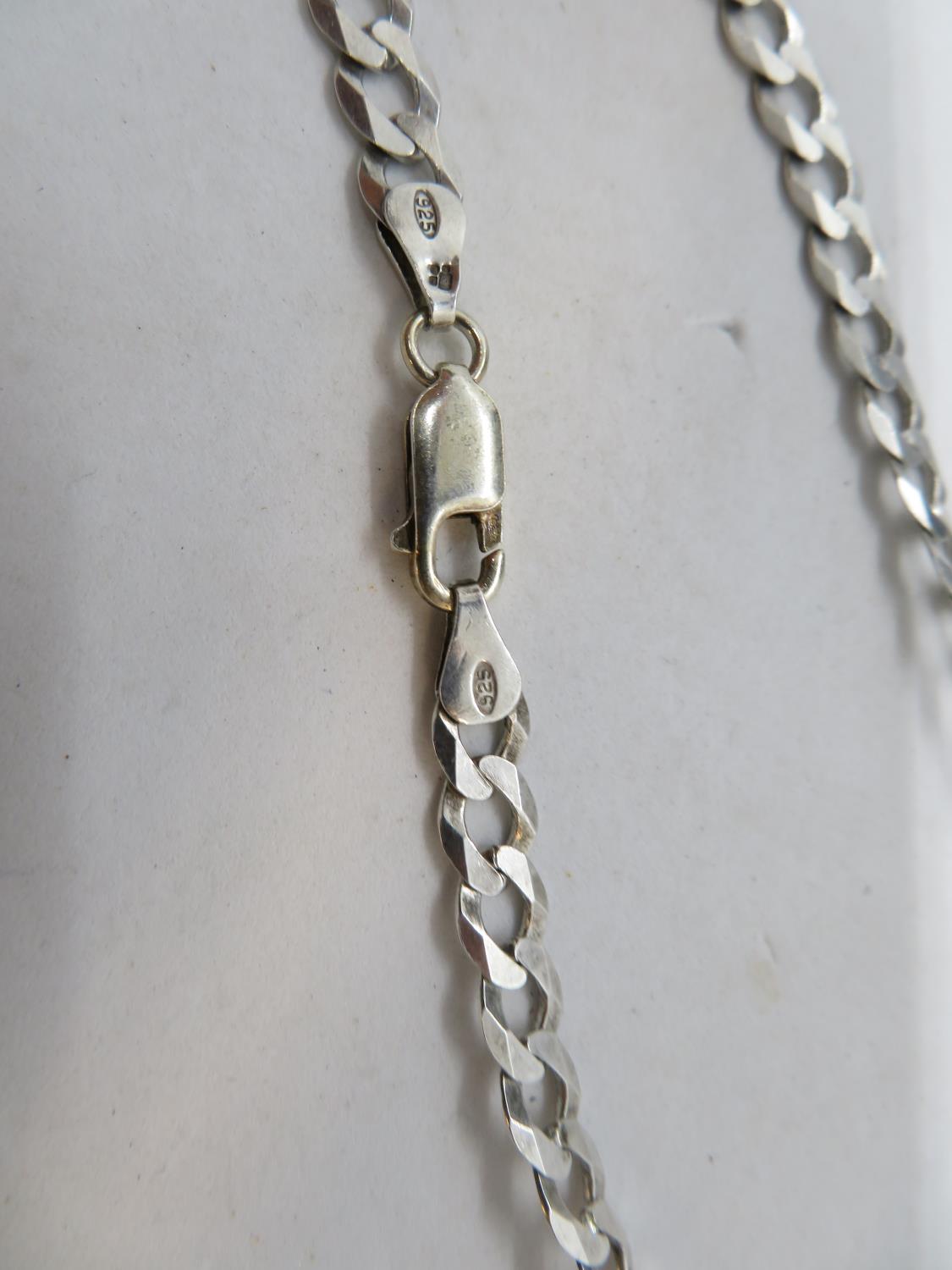 HM silver diamond cut curb link chain 22" 16.5g - Image 2 of 2