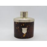 HM silver and tortoiseshell tea caddy - maker CS Star FS - 4"