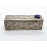 Silver lipstick holder - mirror removed - with lapiz lazuli stone fastener